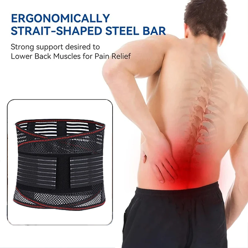 Back Braces for Lower Back Pain Relief with 5 Stays Breathable Back Support Belt for Men/Women Anti-skid Lumbar Support Belt
