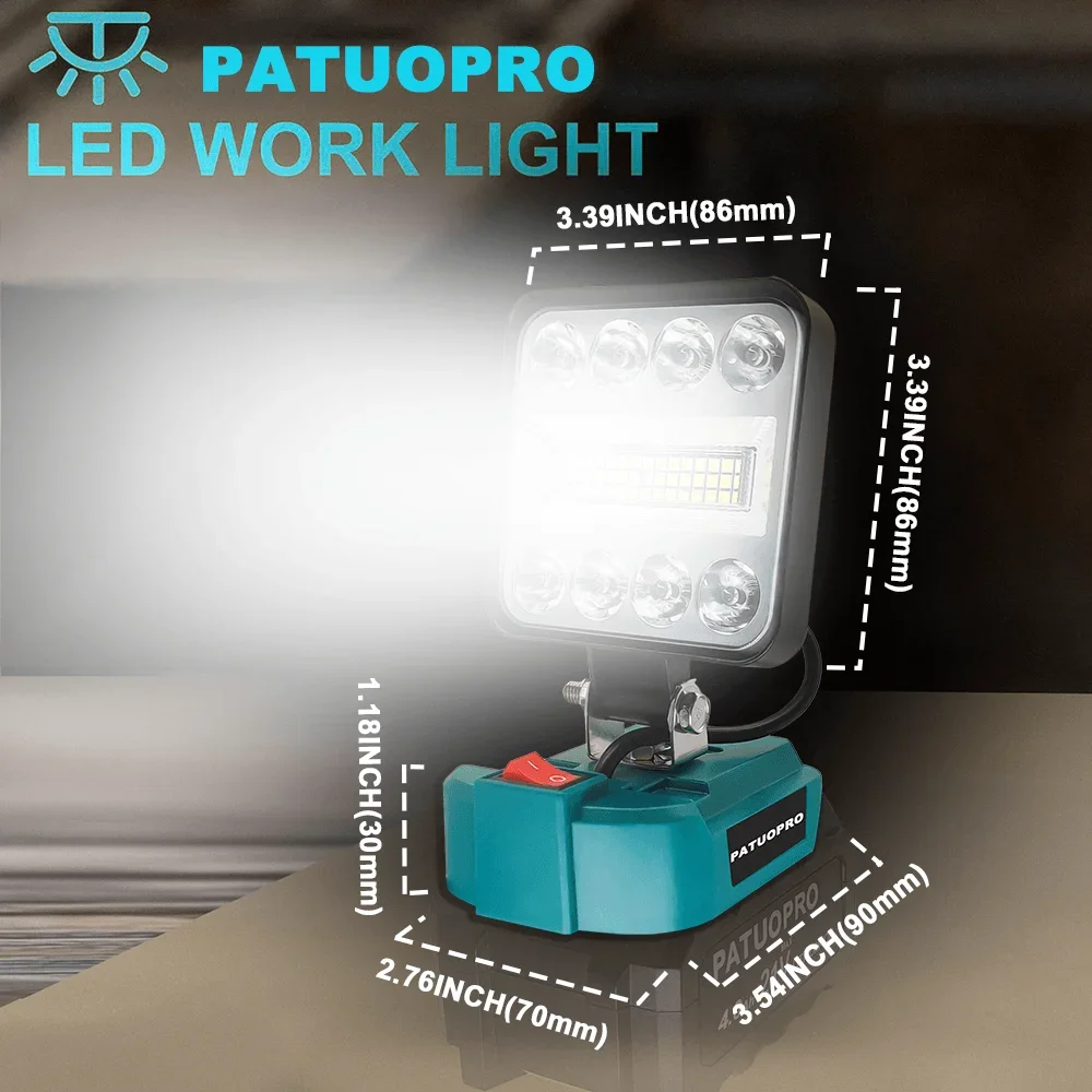 Portable Work Light Electric Cordless LED Work Light 180&deg; Adjustment for Makita 18V Battery