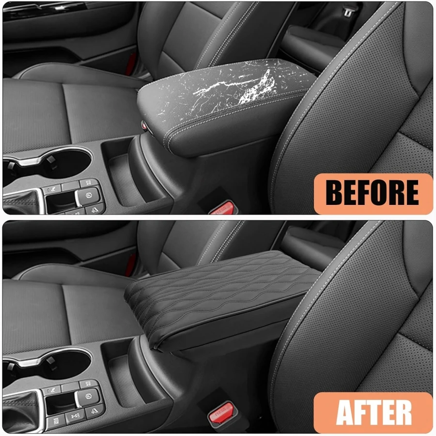 Enhanced PU Armrest Cover Pad Protector with Cushion for Kia Sportage Console Lid