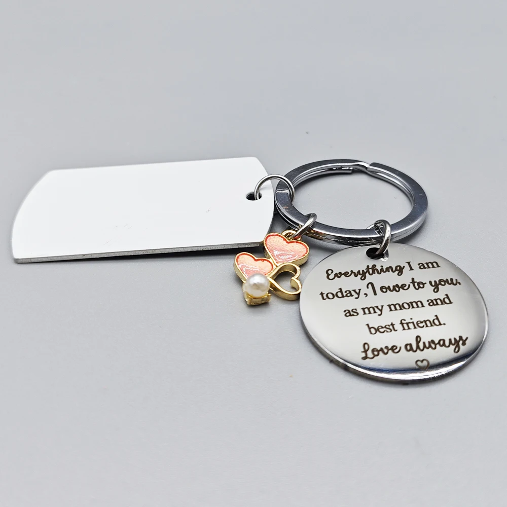 

Free Shipping 40pcs/lot Custom Gift Sublimation Blanks Metal Keychains For Mother's Day Gifts