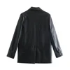 PB&ZA 2023 Autumn/Winter New Unisex Fashion Versatile Commuter Loose fitting PU Faux Leather Suit Coat Leather Coat 2
