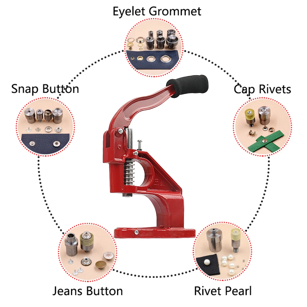 Hand Punch Press Machine M8 Dies For Snap Buttons Tools Mold for Leathercraft Clothing Bags Jeans Sewing Accessories