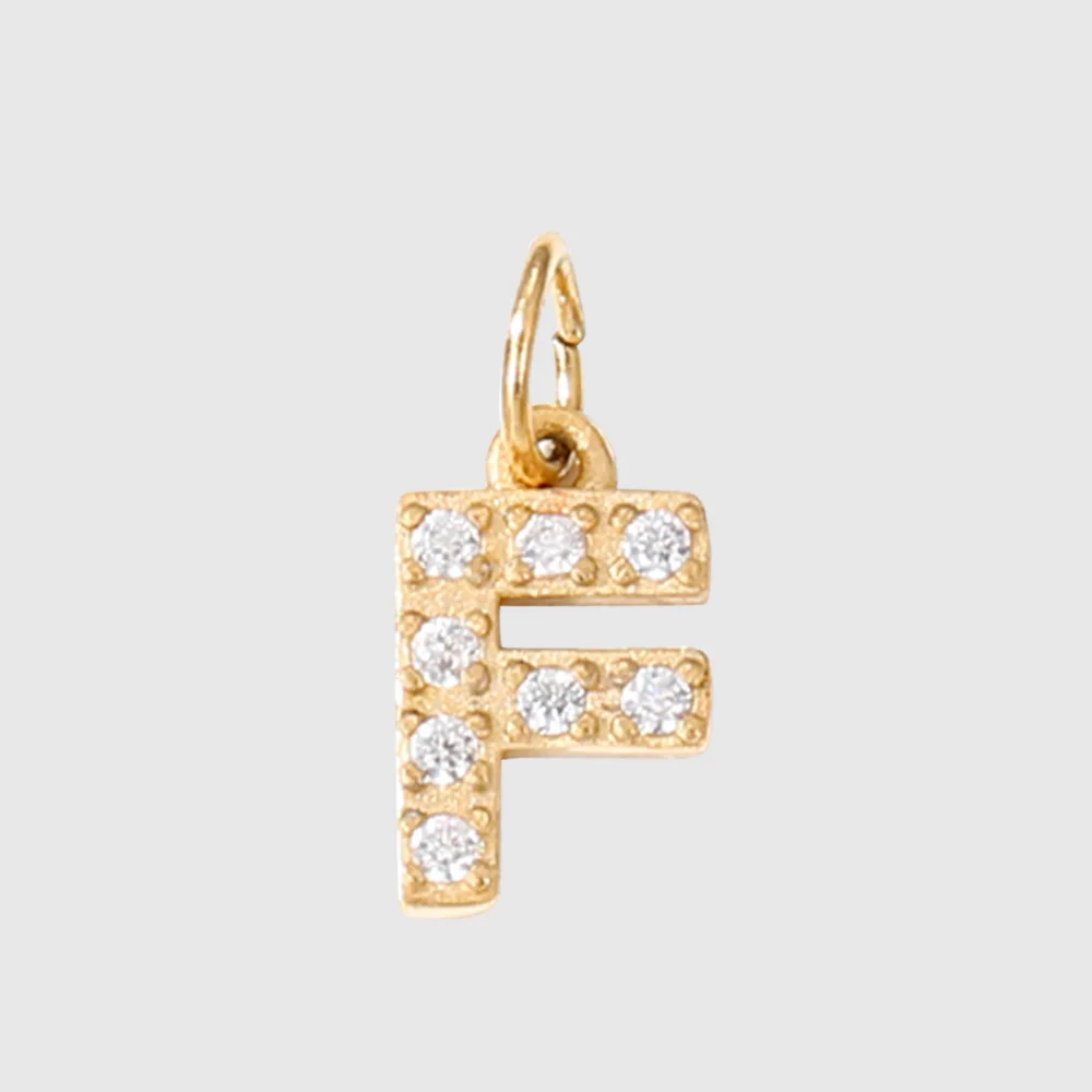 Stylish Chic Elegant 26 English Letter Pendant with Zircon 14k Gold Plated Pendant DIY Jewelry Accessories 11