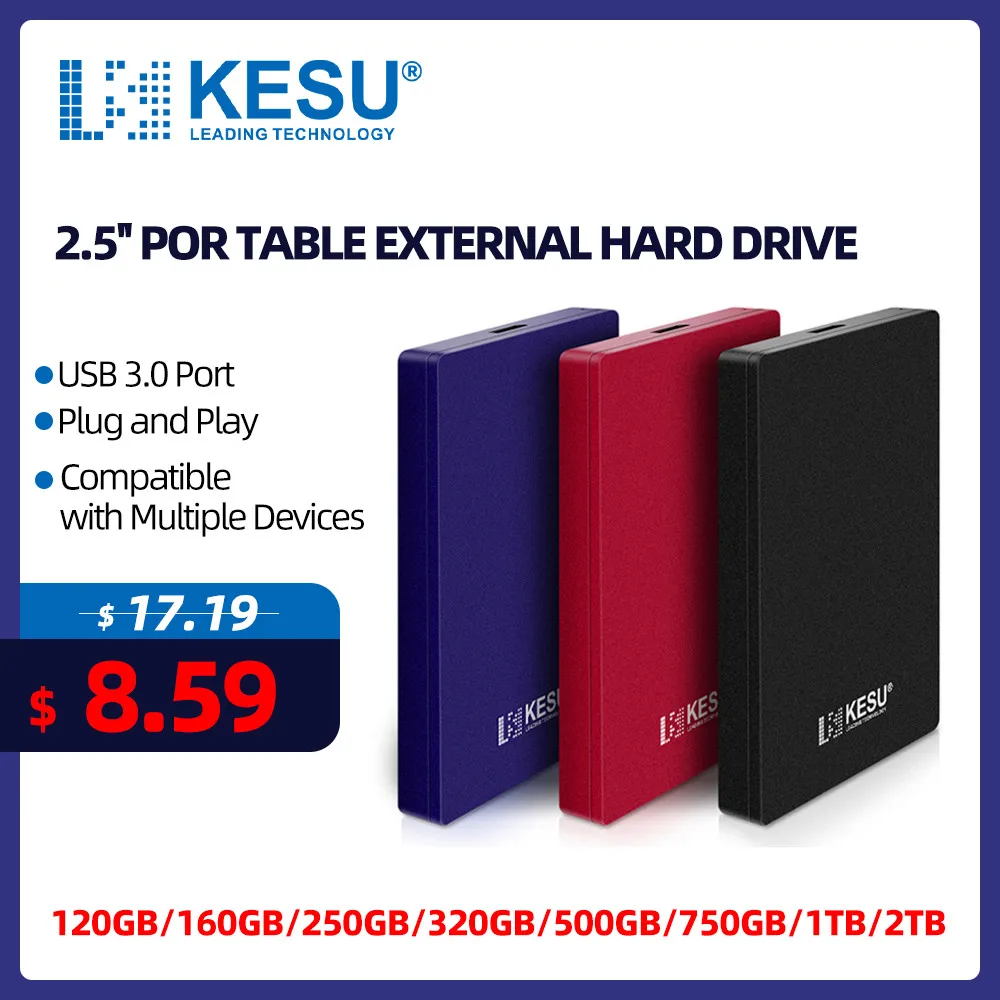 KESU HDD 2.5" Portable External Hard Drive 2tb/1tb/500gb/750gb USB3.0 disk memory  for PC tablets PS4 notebook Desktop Computer