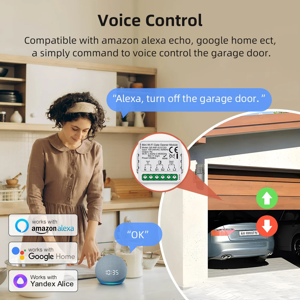 Tuya WiFi/Zigbee Mini Smart Garage Door Opener Controller Module