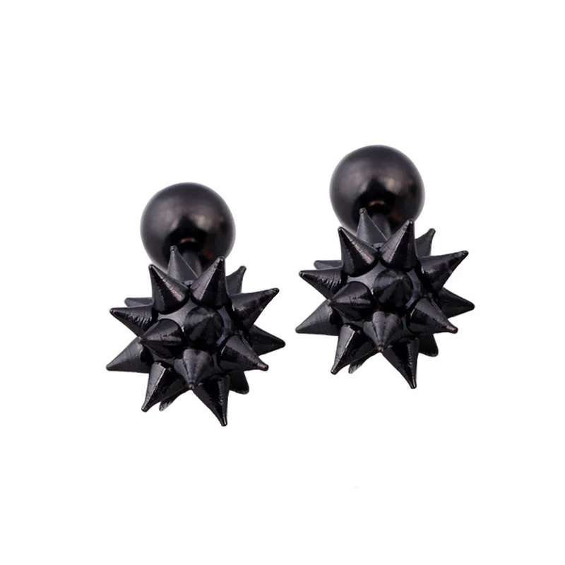 Pair Punk Small Black Stud Earrings For Women/Men Boy Zircon