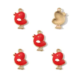 Set of 10 Enamel Cartoon Chick Charms for DIY Jewelry and Crafting (W565 - B)
