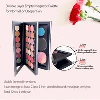 Double Side 2 Layer Book Shape Empty Magnetic Eyeshadow Makeup Palette with Mirror,Fits Standard and Deep Pans 2