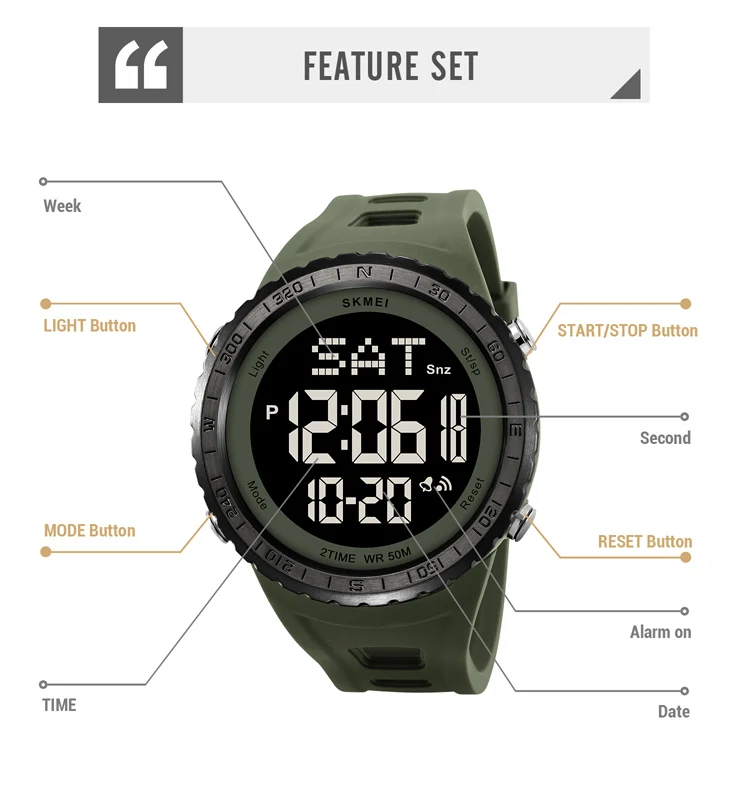 SKMEI 2192 Multifunction Watches Alarm Clock Chrono 5Bar