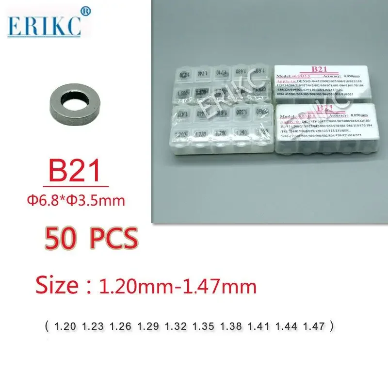 

B21 Shims Common Rail Diesel Injector Washers 50 Pieces and Diesel Injector Adjusting Shim Sizes 1.20-1.47mm