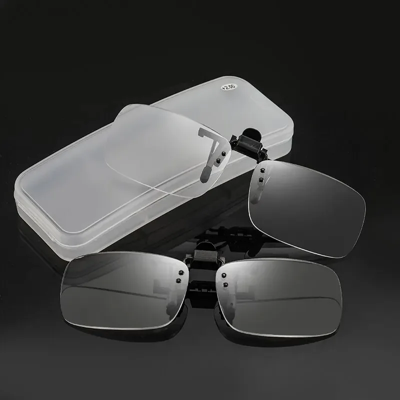 Rimless Clip-On Magnifier Reading Glasses with Protective Case