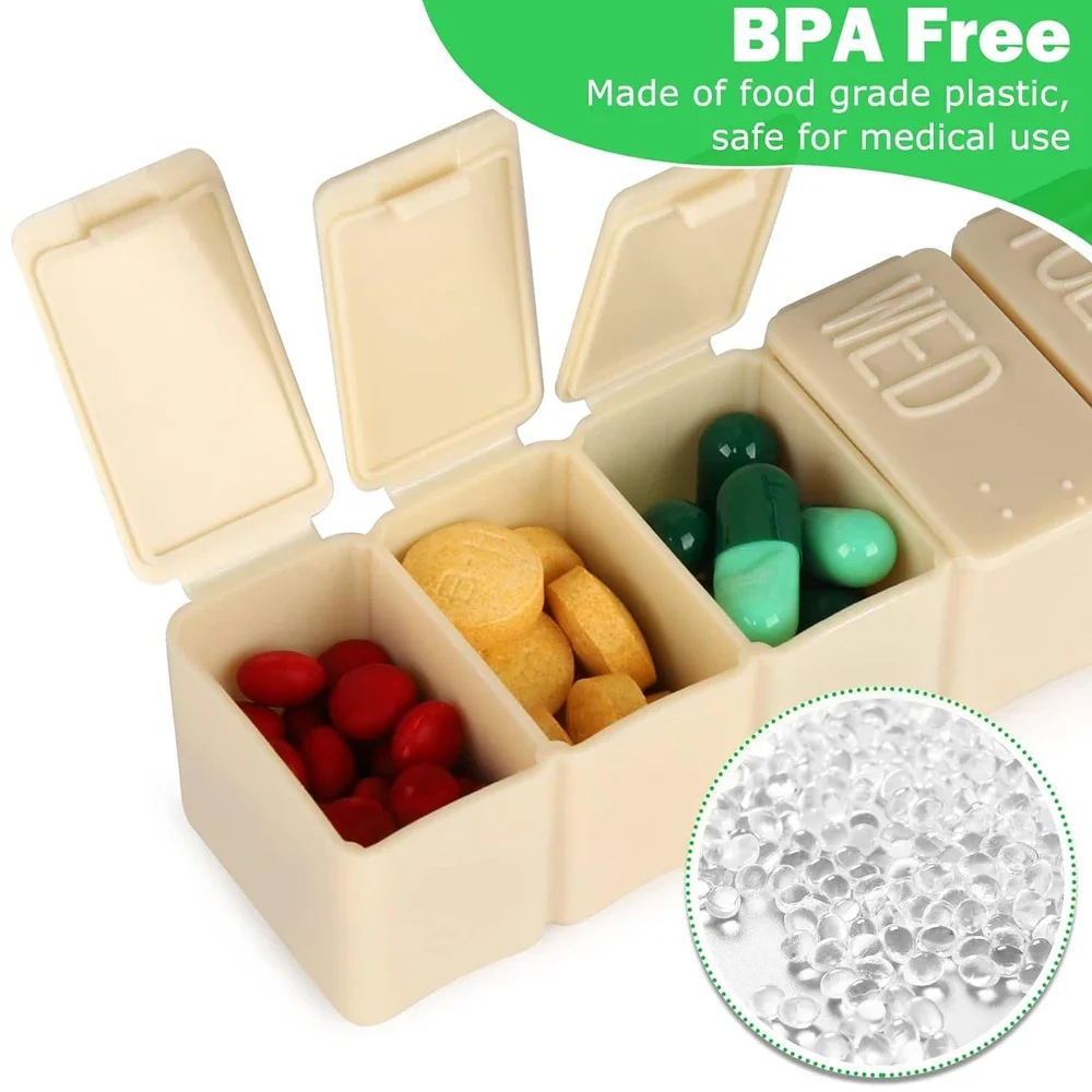 Compact 7-Day Travel Pill Organizer for Vitamins and Supplements