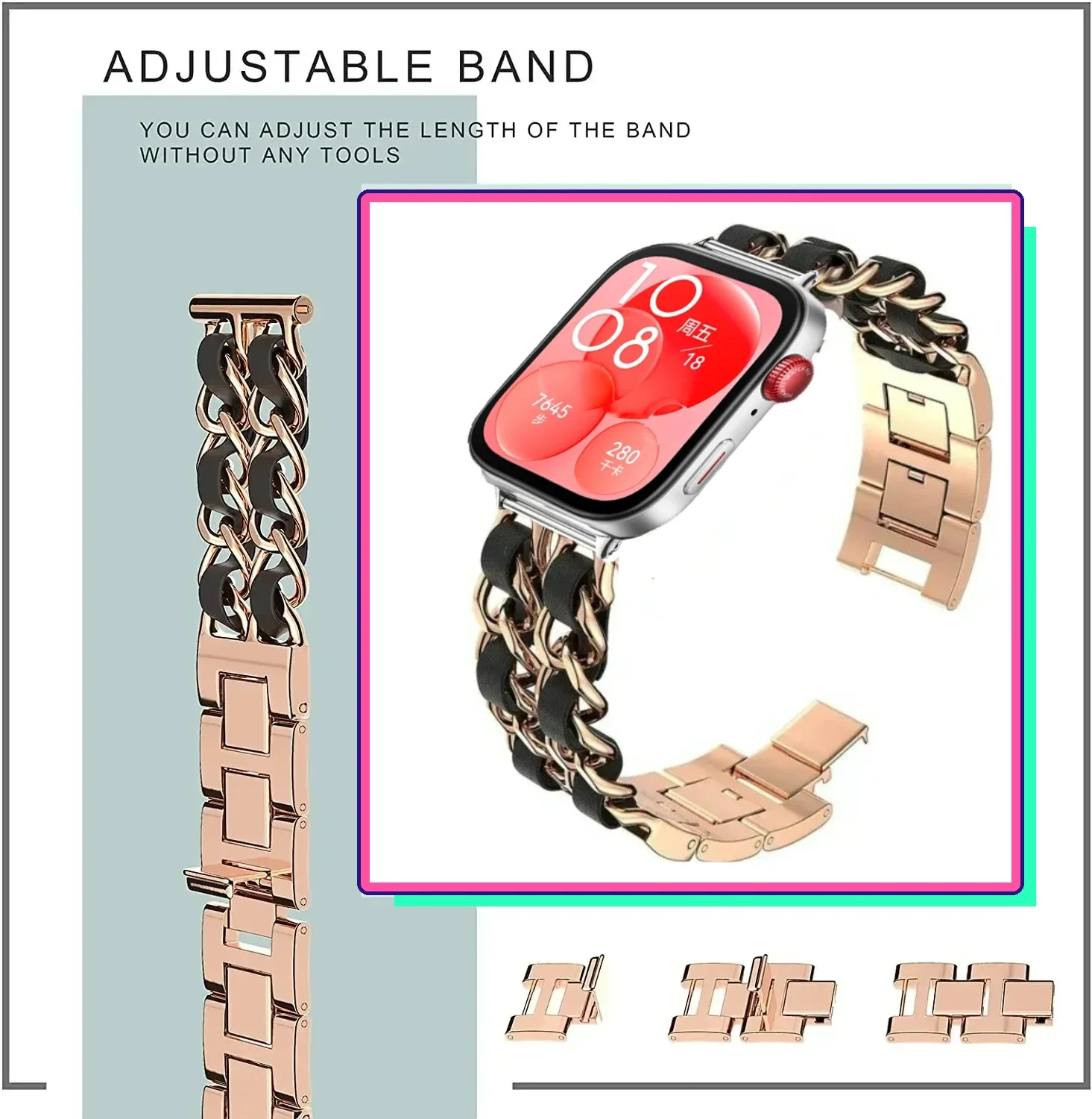 Exquisite Metal and Leather Replacement Bracelet Strap