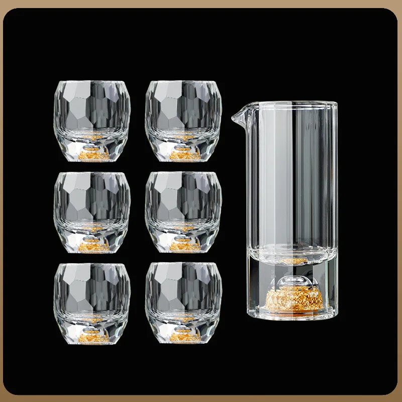 7PcSetCrystalGlassGoldFoilShotGlassesForVodkaGlassLuxurious