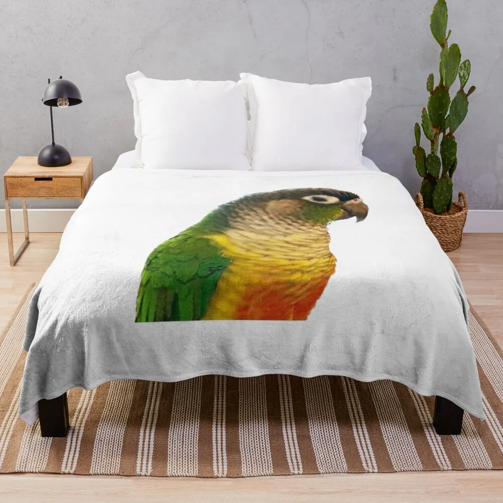 

Green Cheek Conure Throw Blanket Dorm Room Essentials Flannels Blanket
