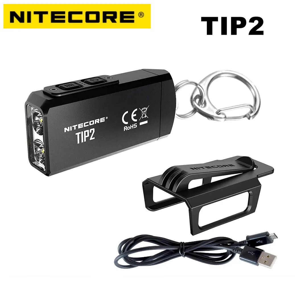 

NITECORE TIP2 Flashlight Keychain Mini EDC Light XP-G3 S3 720Lumen USB Rechargeable LED Lantern Metal Key Torch Built-In Battery