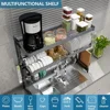 Over Sink Dish Drying Rack, 3 Tier Adjustable Length (20.87'' to 37.6'') Stainless Steel Large Storage Kitchen Dish Rack 2