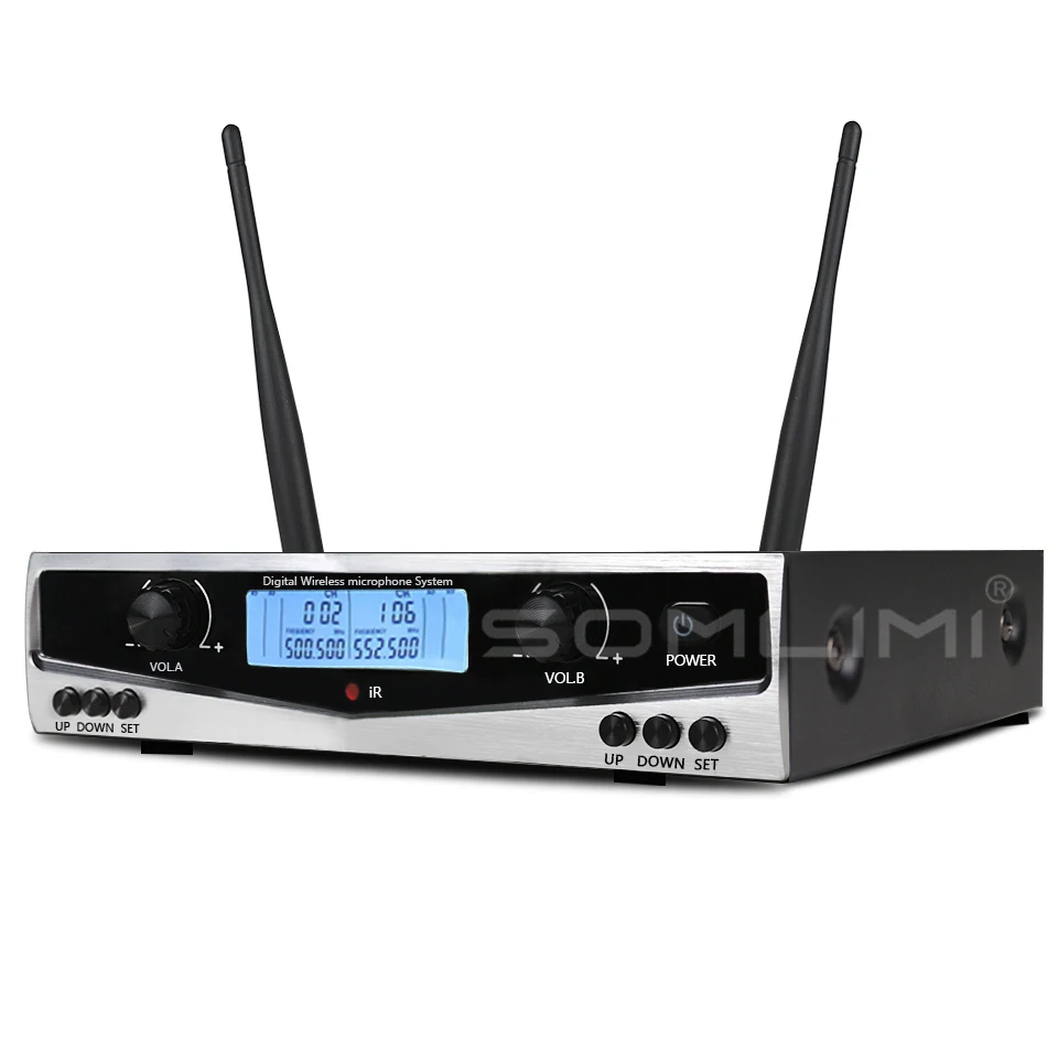 SOMLIMI 500-599MHz UHF SKM9100/SKM9000 Stage Performance Home KTV Professional Dual Wireless Microphone Dynamic Material Metal