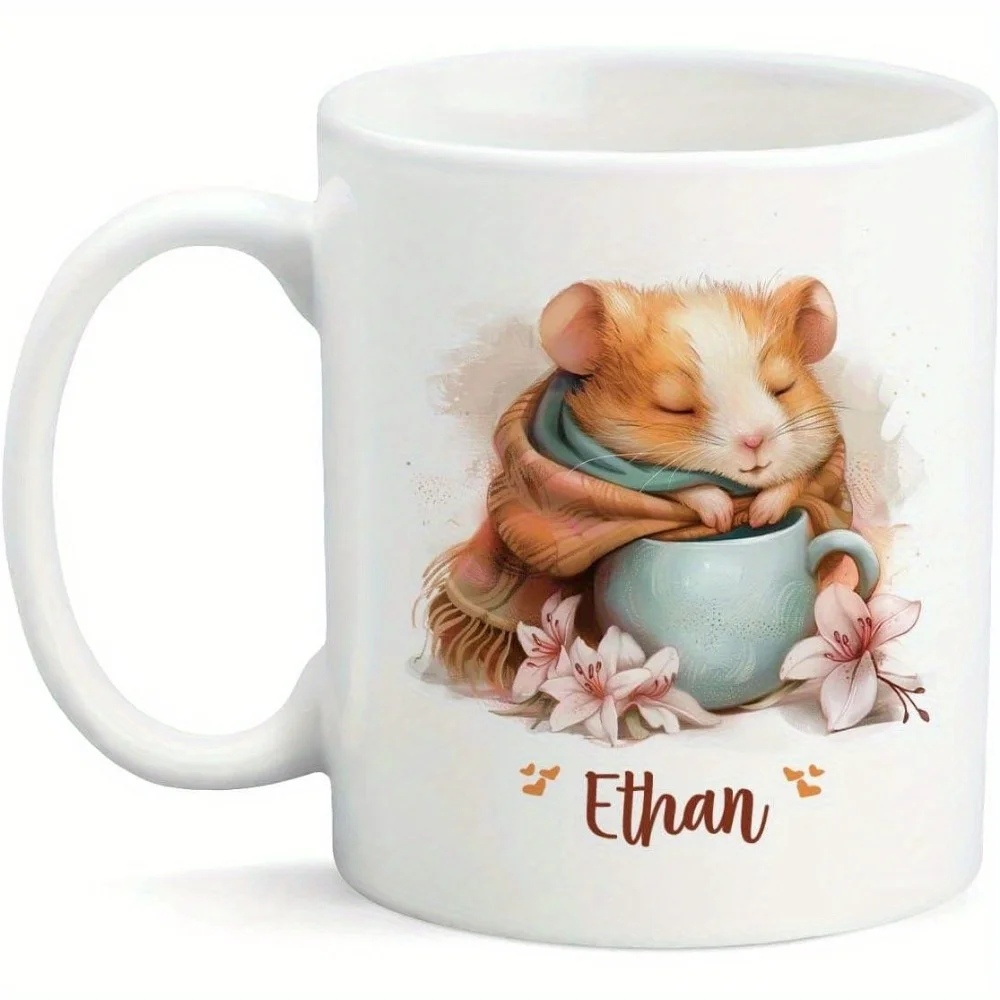 Personalized Cozy - Cute Ceramic Mug With Sleeping Hamster Design, Perfect Gift For Animal Lovers And Everyday Use_voghion.com