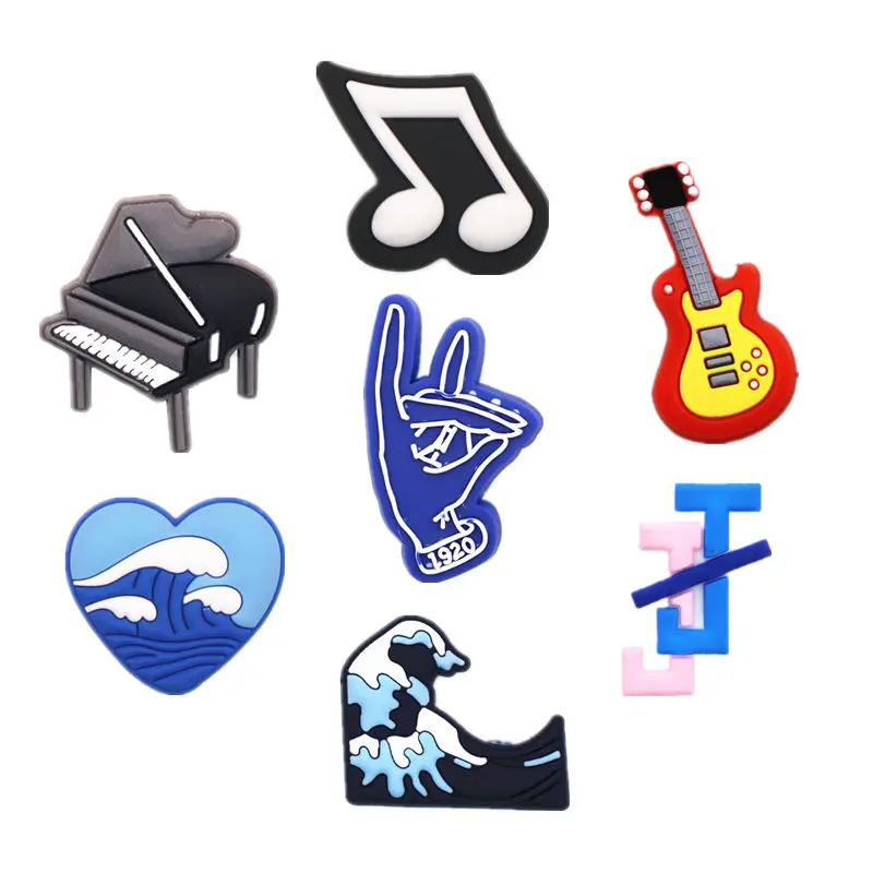 Shoe Charms Shoe Decorations 1pcs PVC Shoe Charms Accessories Piano Music Notes Guitar Waves For Bracelet Kids Gifts