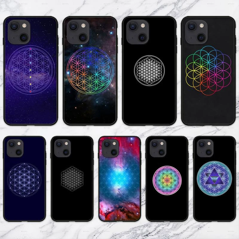Flower of Life in Lotus  Phone Case For iPhone 11 12 Mini 13 Pro XS Max X 8 7 6s Plus 5 SE XR Shell iphone 13 case clear