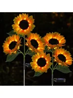 Solar Powered Sunflower Light Outdoor Waterproof LED Ground Insert Lawn Lamp For Garden Lawn Courtyard Decoration 5
