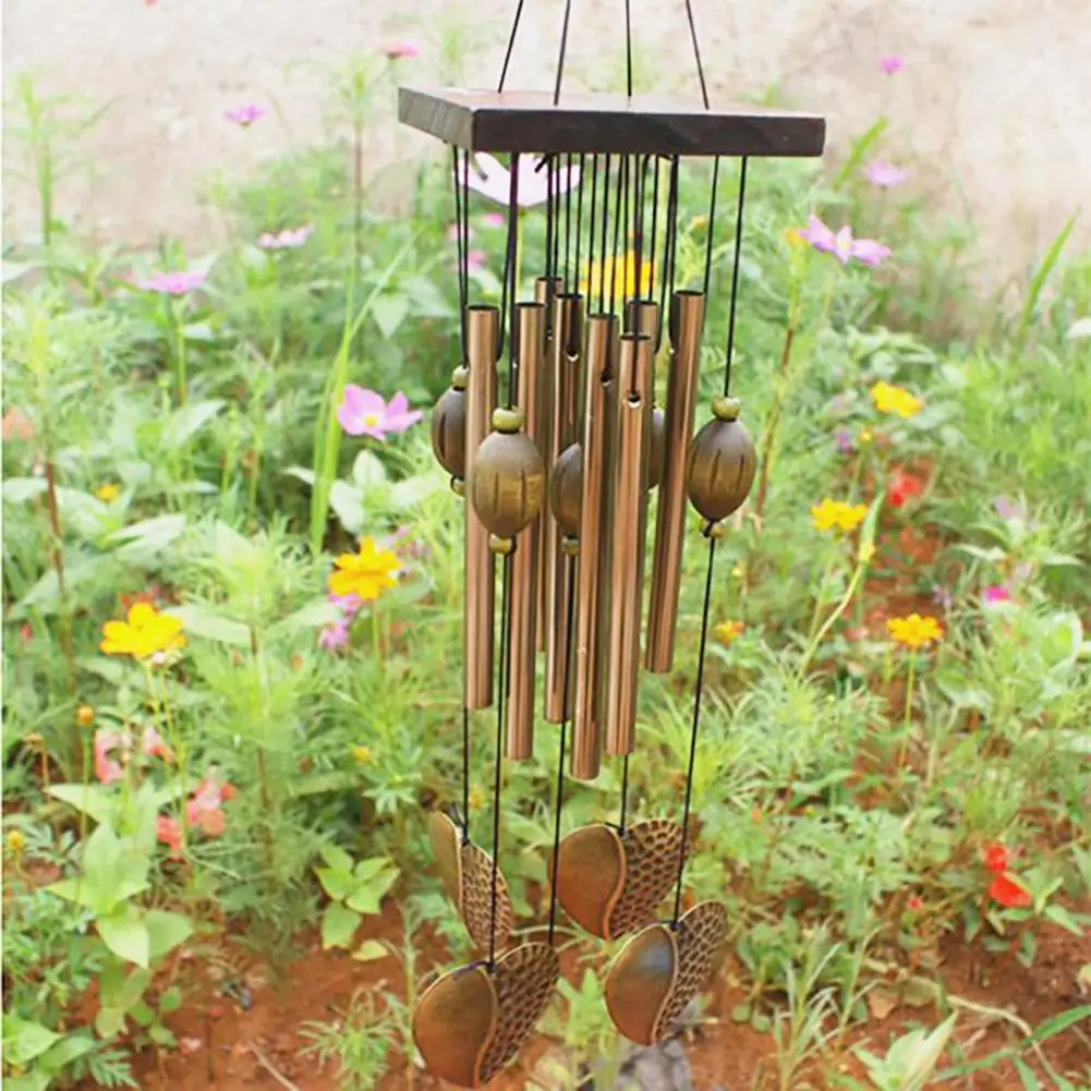 Anti-corrosion Wind Chime with Heart Pendant Metal Patio Porch Windchimes Bell for Home Decor 3