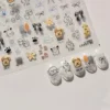 1pcs Cute Sketching Graffiti Animal Cat Dog Rabbit Bear Laser Nail Art Sticker Designs Self Adhesive Decoration Decal Acessories 2