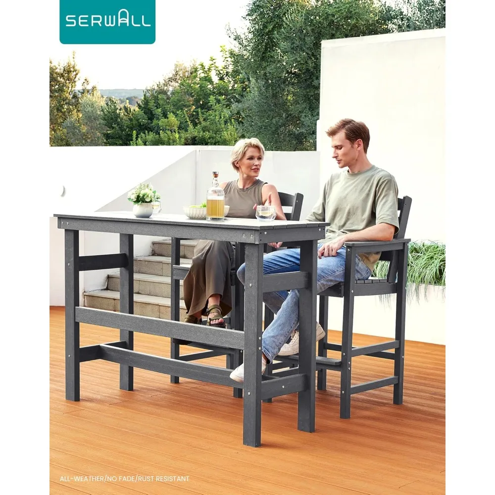 Outdoor Adirondack Bar Set – 2 Chairs & Bar Height Table, HDPE 3