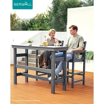 Outdoor Adirondack Bar Set – 2 Chairs & Bar Height Table, HDPE 3