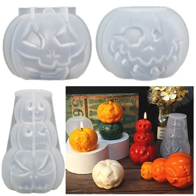 New Halloween Handmade Pumpkin Candle Silicone Mold DIY Candle Making Soap Resin Chocolate Beeswax Mold Christmas Gifts 3