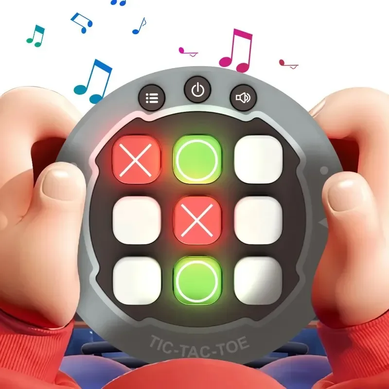 Electronic Mini Tic Tac Toe Game Console Kids Educational Interactive Toys Handheld Strategy Thinking Machine with Sound Light 2