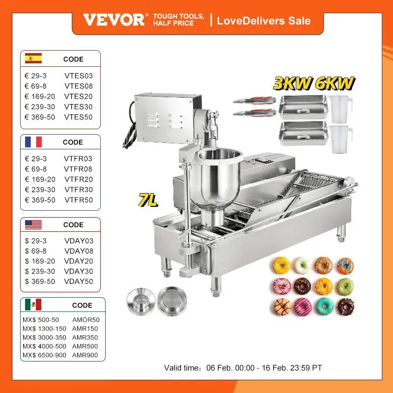 Vevor Macchina Ciambelle Automatica, 2 File, Macchina Automatica Per Ciambelle Commerciale, Creatore Automatico Di Ciambelle, Macchina Per Creare Ciam