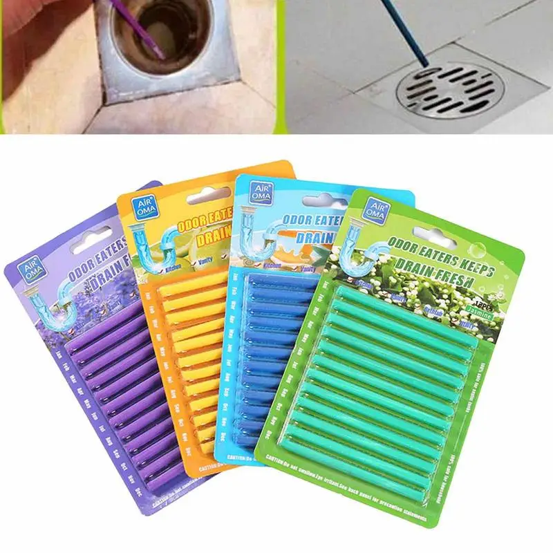 

12pcs Pipe Cleaning Sticks Oil Decontamination Sani Sticks Sewer Toilet Bathtub Drain Cleaning Rod for Kitchens Accessories