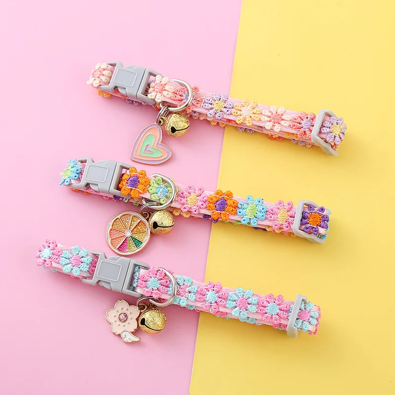 Pet Necklace Colorful Lace Flower Cat Collar Puppy Jewelry Collar Bell Collar Cat Collar Pet Necklace Colorful Lace Flower Cat Collar Puppy Jewelry Collar Bell Collar Cat Collar
