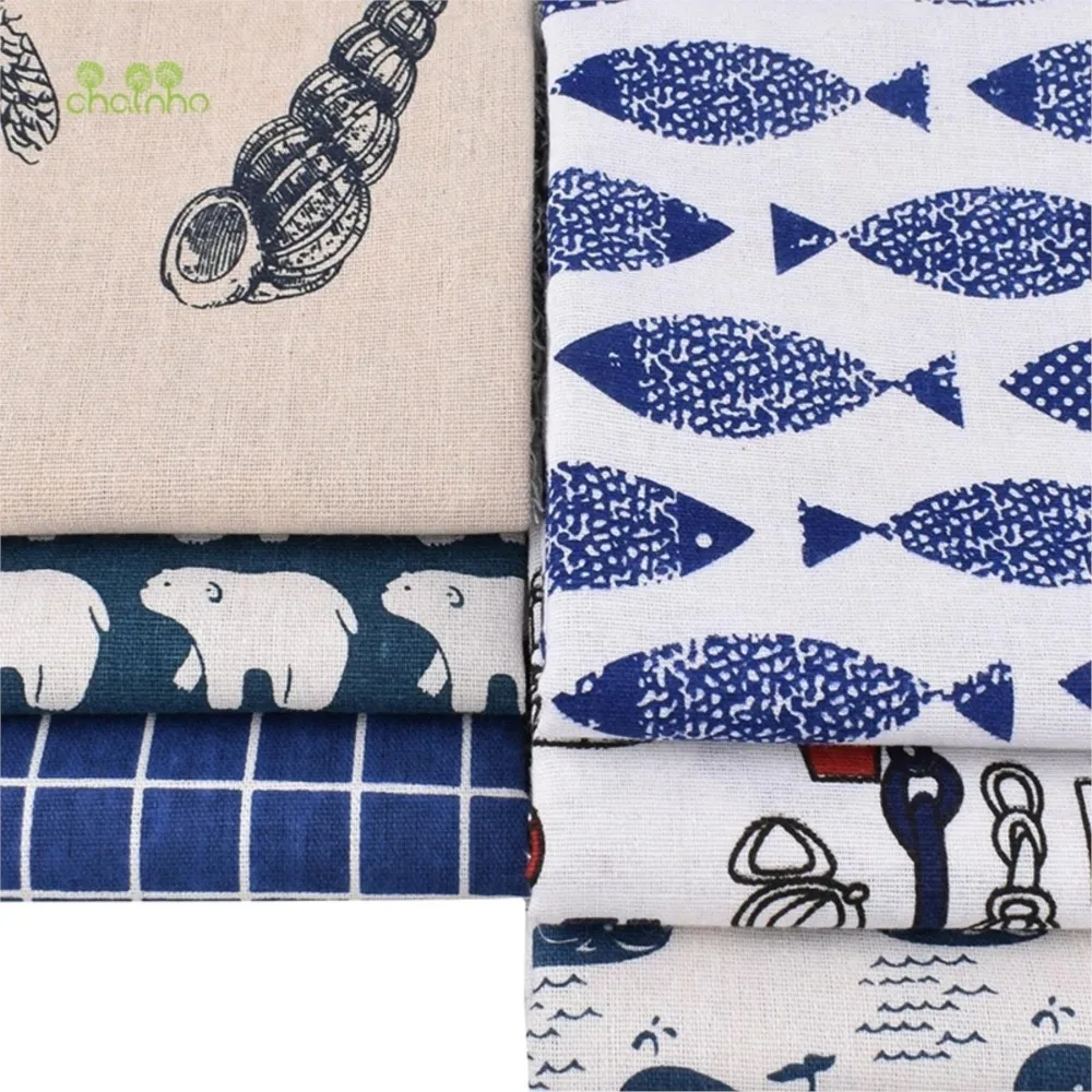 Chainho,Printed Cotton Linen Fabric,DIY Sewing Quilting Material,Cloth For Table,Sofa,Curtain,Bag,Cushion,Furniture Cover,15CL14