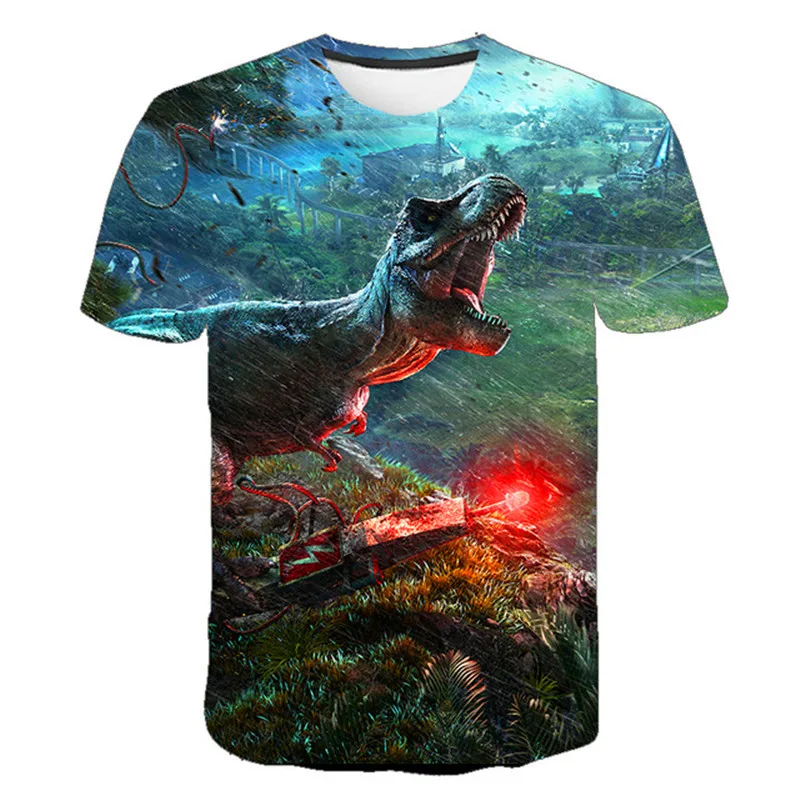 2022 Summer Fashion Unisex Dinosaur T-shirt Children Boys Short Sleeves Tees Baby Kids Cartoon 3D Print Tops Girls Clothes 3-14Y harry potter t shirt