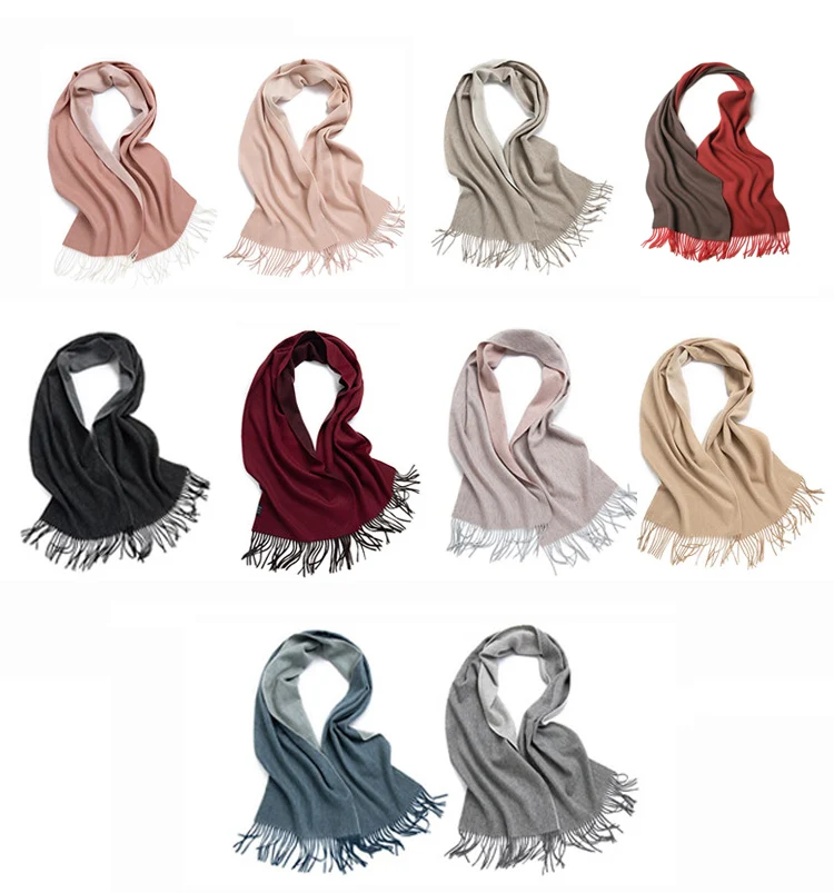 Wolle Schal Frauen doppelseitige Winter Frauen Kaschmir Schal Pashmina Schals Und Wraps Weiblich Foulard Hijab Wolle Stolen Schals – Detail 8