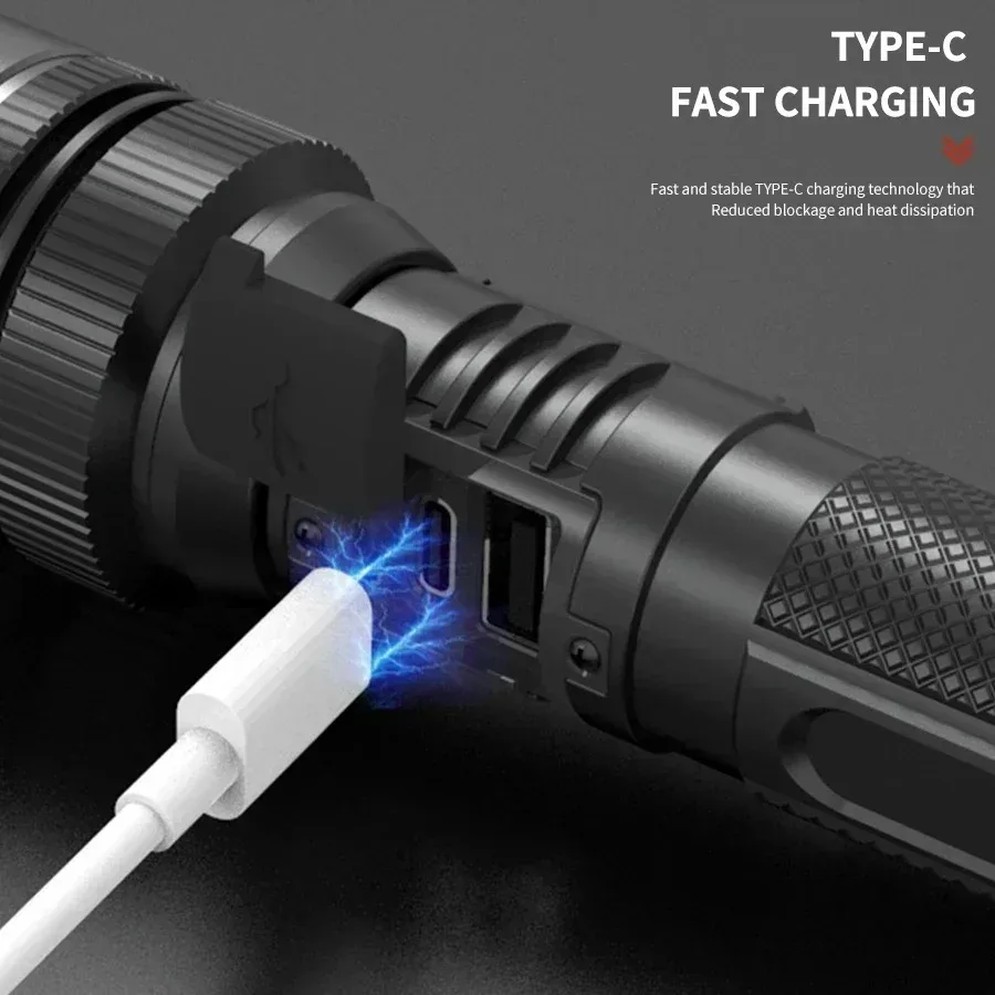 Wiederaufladbare LED-Taschenlampe 100000LM Superhelle Taktische Langstrecken-Taschenlampe Wasserdicht für Outdoor-Camping Angeln Laterne – Detail 32