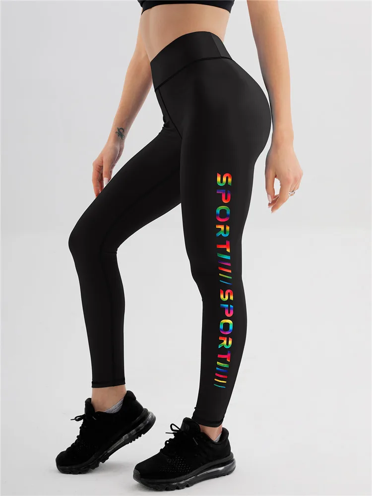 Neue Yoga-Hose, bunt, gelb, blau, Farbverlauf, Buchstabe, eng, Sport, Damen-Unterhose, personalisierte Fitness, bedruckte elastische Hose – Detail 26