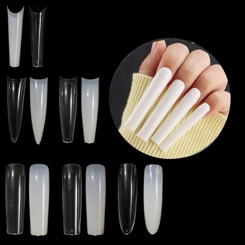3XL Clear Tapered Square Nail Tips - 240Pcs
