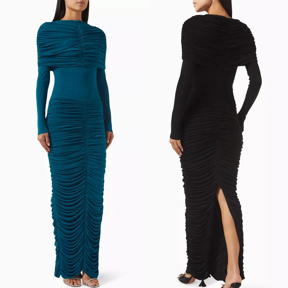 Robe de soirée trapèze élégante et personnalisée, robe de bal formelle à manches longues, robes de soirée exquises de haute qualité pour femmes