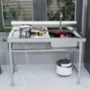 304 Stainless Steel Sink Single Bowl Commercial Kitchen Sink w/Workbench, Stainless Steel 47" x 24" x 32" 2