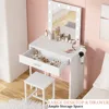 Vanity Makeup Desk with Mirror and Lights, Vanity Table and Chair Set, Brightness Adjustable, Small Dressers for Girls' Bedroom 2