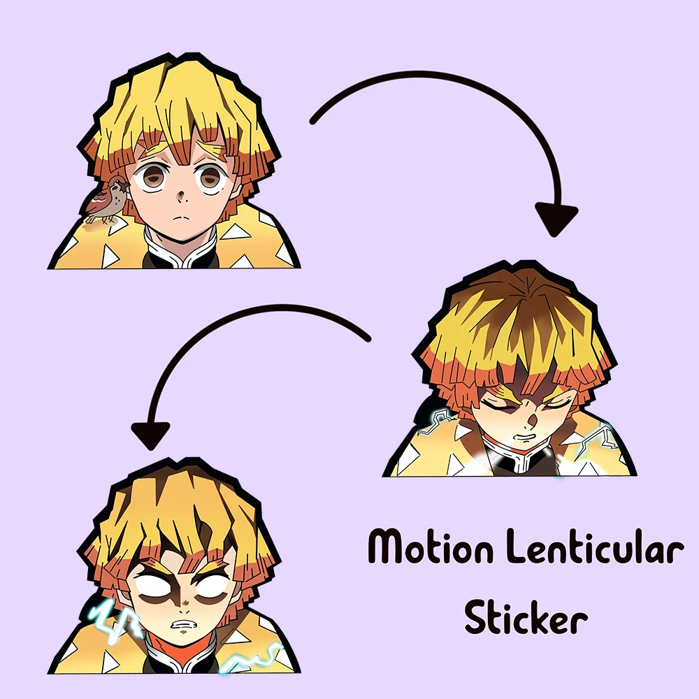 Zenitsu Motion Refrigerator Sticker Demon Slayer Car Sticker Kimetsu No Yaiba Anime Waterproof Decals for Laptop Wall Etc Gift