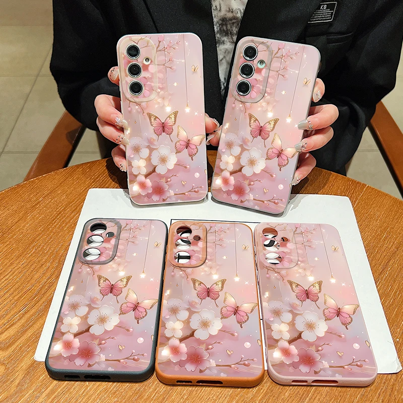 Butterfly Flower Print Soft Silicone Phone Case Cover