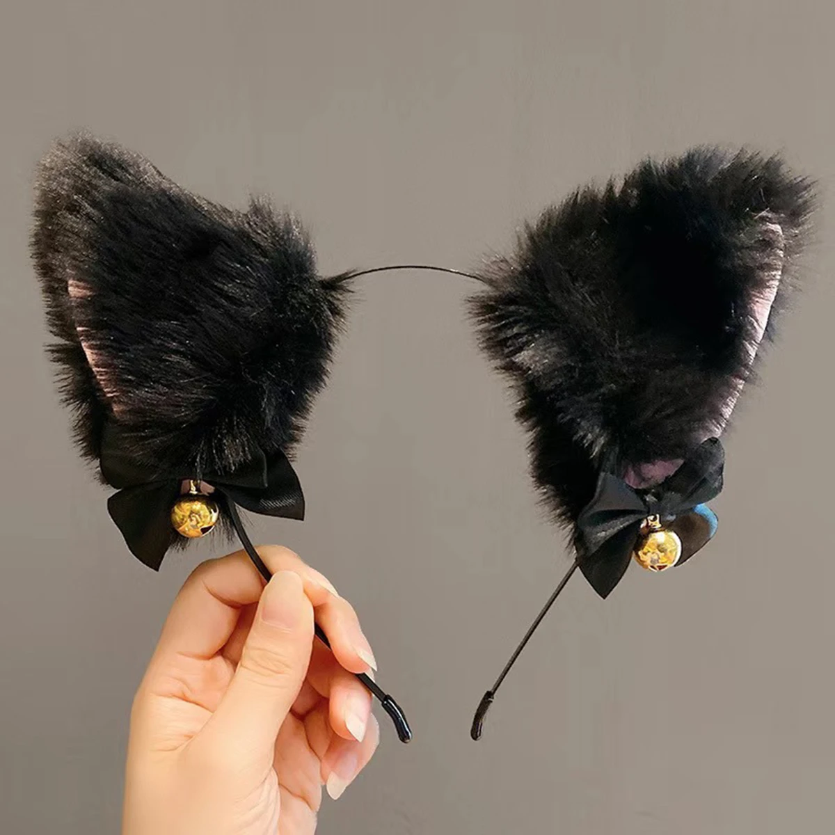 1pc Sexy Cat Ears Bell Headband Plush Cute Headdress Hairband for Women Girl Cosplay Masquerade Party Halloween Hair Accessories