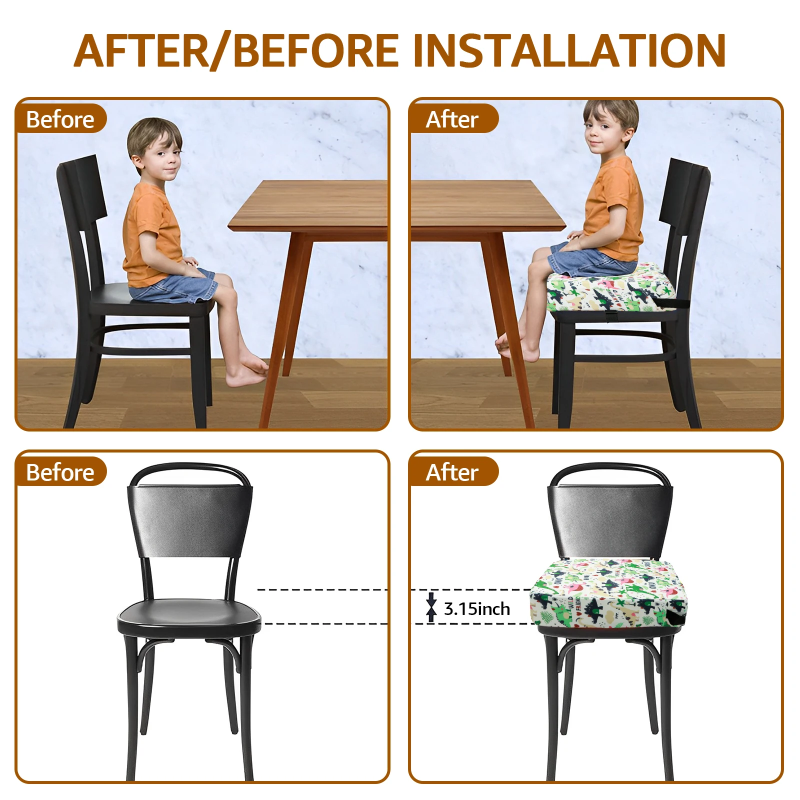 Children Kids Increased Booster Seat Non Slip Booster Cushion Dining Seat Cushions Adjustable Removable Baby Safety Cushions 3