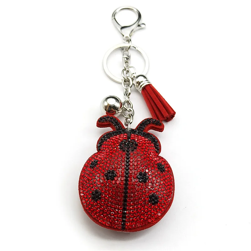 Marienkäfer Quaste Kristall Schlüsselbund Tasche Charme für Frauen/Männer Marienkäfer Schlüssel Kette Zubehör Schmuck llaveros para mujer lujo K2871S01 – Detail 3