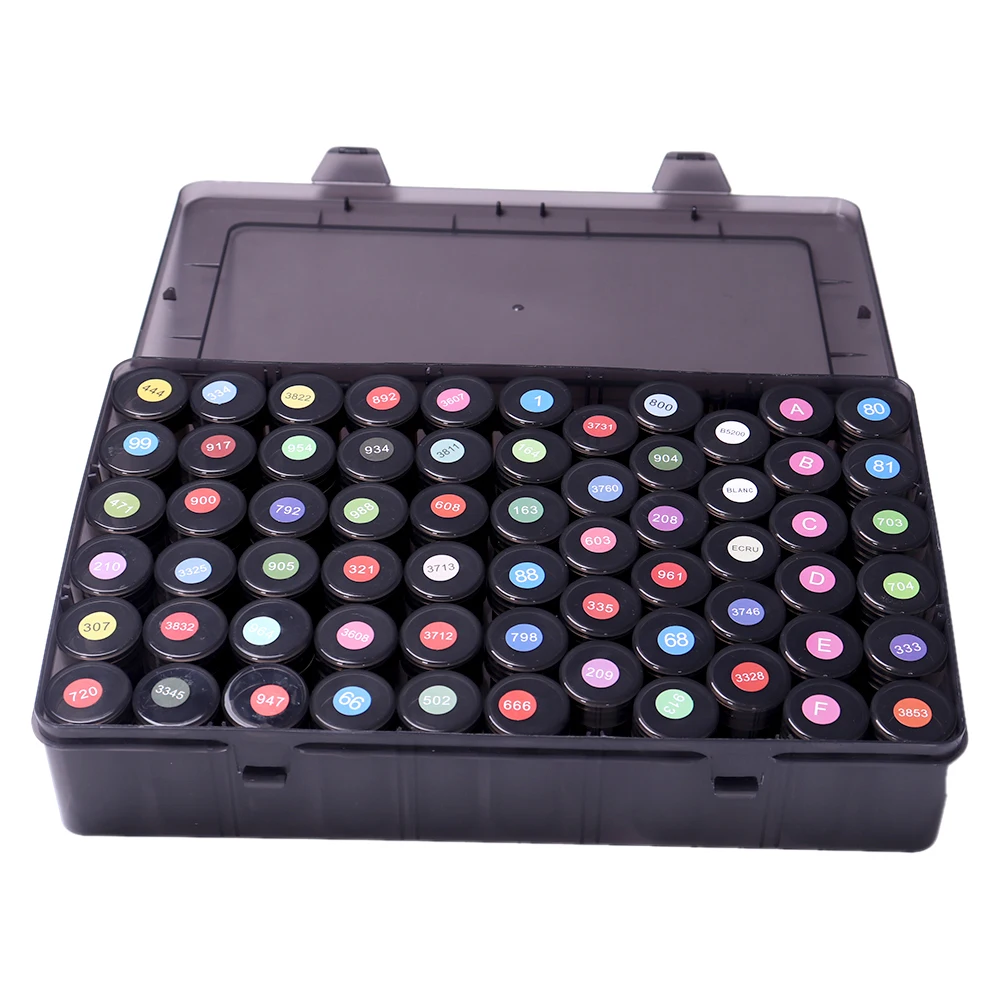 

64 Bottle-black transparent Cans Square/Round Diamond Painting Storage Box DIY Diamond Embroidery Accessories Bead Container Mos